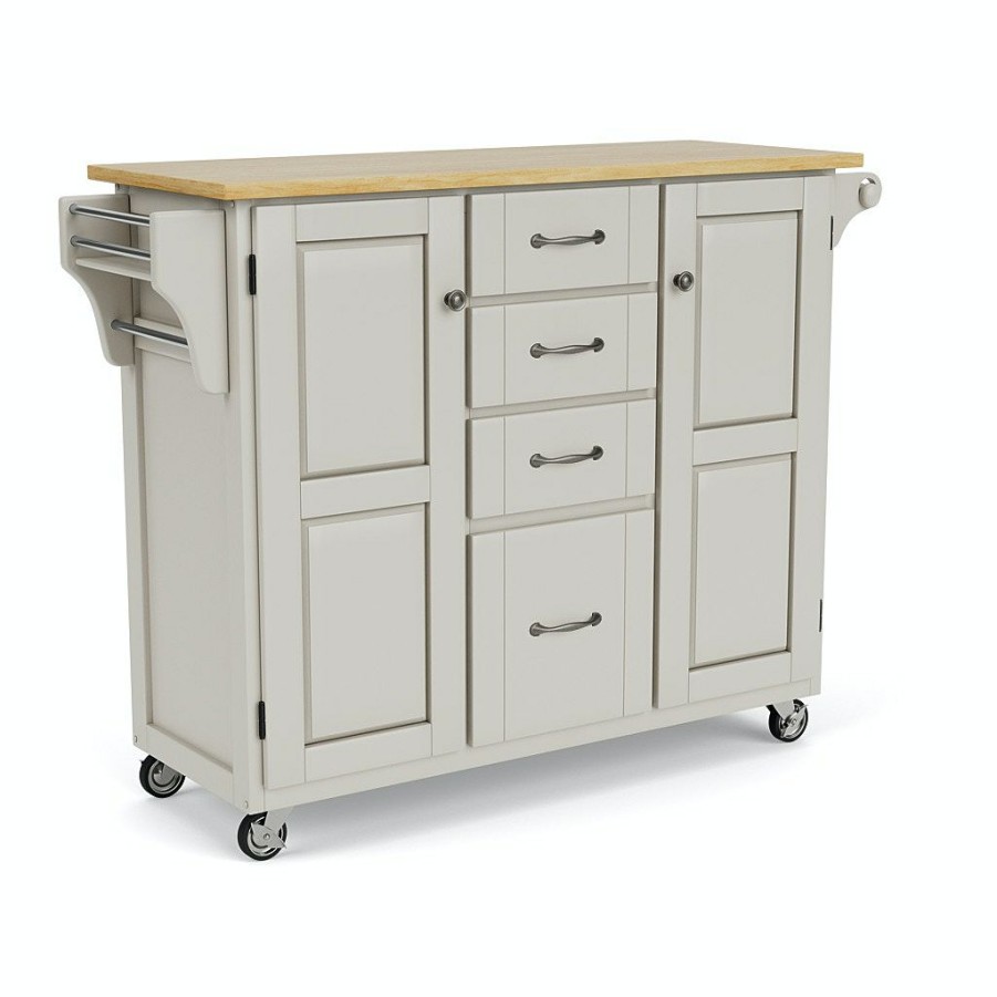 Accessories * | Latest Homestyles Create-A-Cart Off-White Kitchen Cart W/Natural Brown Wood Top 9100-1021 At Woodstock Furniture & Mattress Outlet