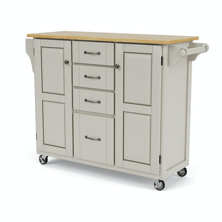 Accessories * | Latest Homestyles Create-A-Cart Off-White Kitchen Cart W/Natural Brown Wood Top 9100-1021 At Woodstock Furniture & Mattress Outlet