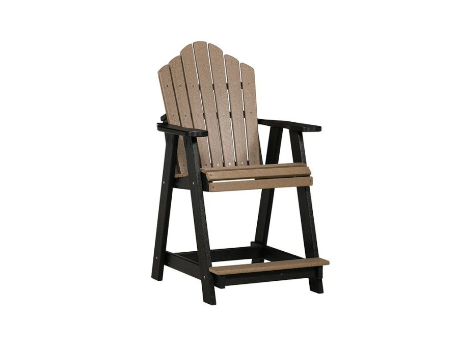 Outdoor Furniture * | Online Store Tru180 Scallop Back Black/ Weather Wood Outdoor Counter Height Chair Cpa001-C-S Bw At Woodstock Furniture & Mattress Outlet