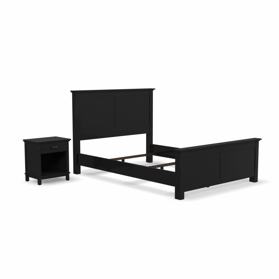 Bedroom * | Tendy Style Homestyles Oak Park Black Queen Bed And Nightstand 5911-5013C At Woodstock Furniture & Mattress Outlet