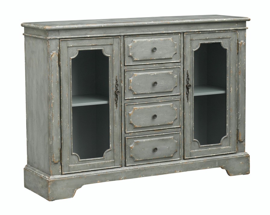 Dining Room * | Online Store Coast2Coast Home Annaleigh Vintage Inspired 2 Door 4 Drawer Sideboard Credenza With Glass Fronted Doors 60220 At Woodstock Furniture & Mattress Outlet