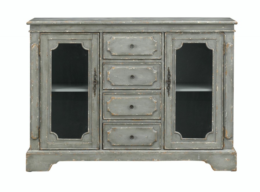 Dining Room * | Online Store Coast2Coast Home Annaleigh Vintage Inspired 2 Door 4 Drawer Sideboard Credenza With Glass Fronted Doors 60220 At Woodstock Furniture & Mattress Outlet