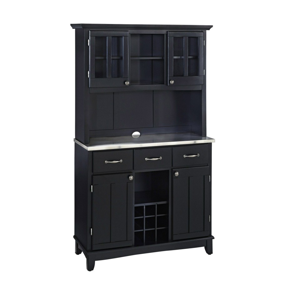 Dining Room * | Top Sell Homestyles Buffet Of Buffets Black/Stainless Steel Server With Hutch 5100-0043-42 At Woodstock Furniture & Mattress Outlet