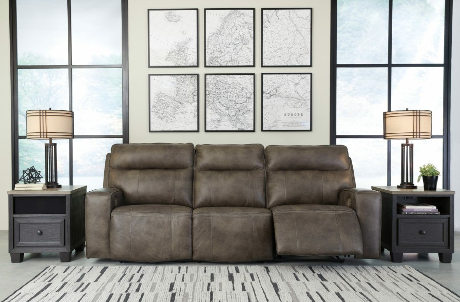 Living Room * | Cheap Signature Design By Ashley Game Plan Concrete Leather Power Reclining Sofa U1520515 At Woodstock Furniture & Mattress Outlet