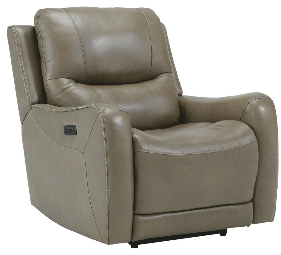 Living Room * | Best Quality Signature Design By Ashley Galahad Sandstone Leather Power Recliner 6610206 At Woodstock Furniture & Mattress Outlet