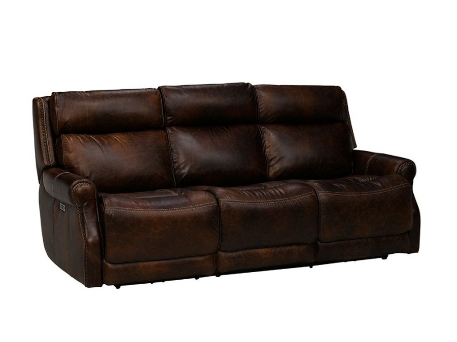 Living Room * | Online Sales Simon Li Vesuivius Brown Power Reclining Leather Sofa M204 At Woodstock Furniture & Mattress Outlet