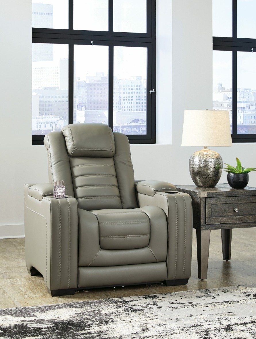 Living Room * | Best Price Signature Design By Ashley Backtrack Gray Power Recliner By Signature Design By Ashley U2800513 At Woodstock Furniture & Mattress Outlet