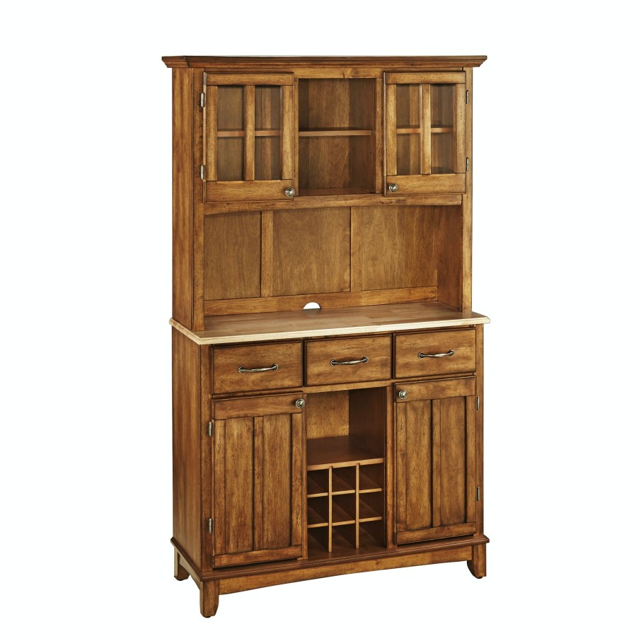 Dining Room * | Exquisite Gifts Homestyles Buffet Of Buffets Cottage Oak/Natural Server With Hutch 5100-0061-62 At Woodstock Furniture & Mattress Outlet