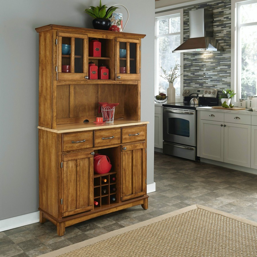 Dining Room * | Exquisite Gifts Homestyles Buffet Of Buffets Cottage Oak/Natural Server With Hutch 5100-0061-62 At Woodstock Furniture & Mattress Outlet