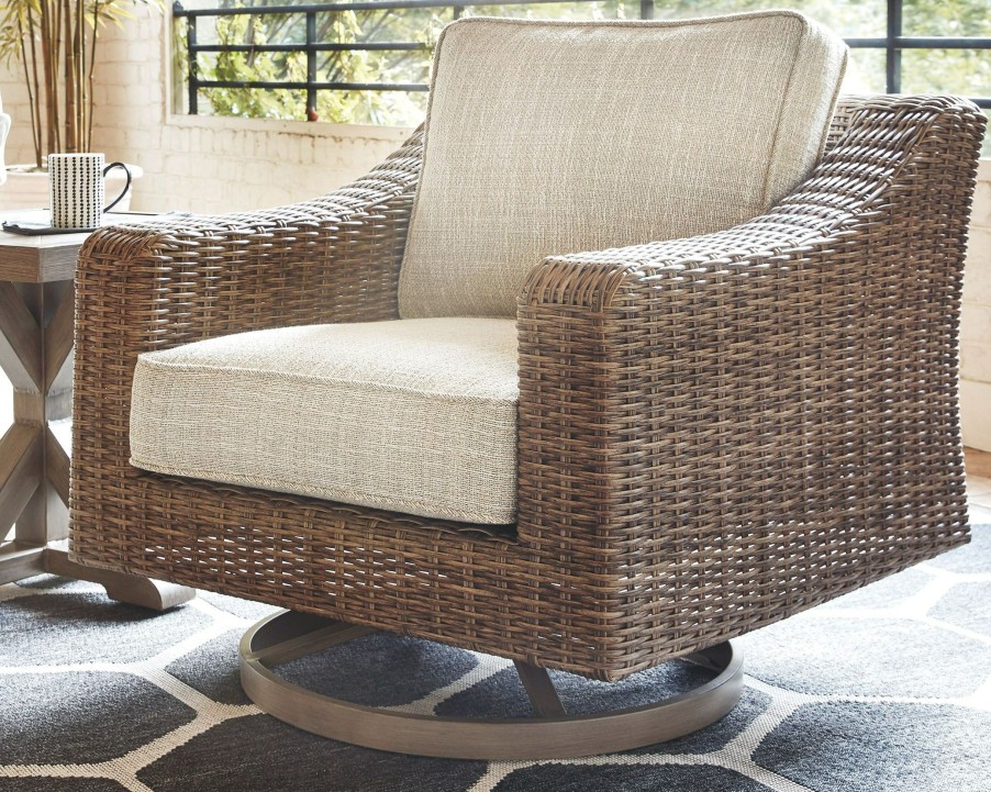 Outdoor Furniture * | Wholesale Signature Design By Ashley Beachcroft Outdoor Swivel Lounge Chair P791-821 At Woodstock Furniture & Mattress Outlet