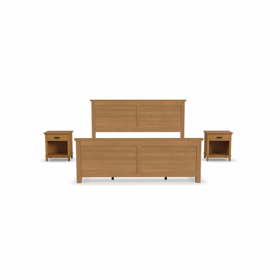 Bedroom * | Best Price Homestyles Oak Park King Bed And Two Nightstands 5910-6015C At Woodstock Furniture & Mattress Outlet