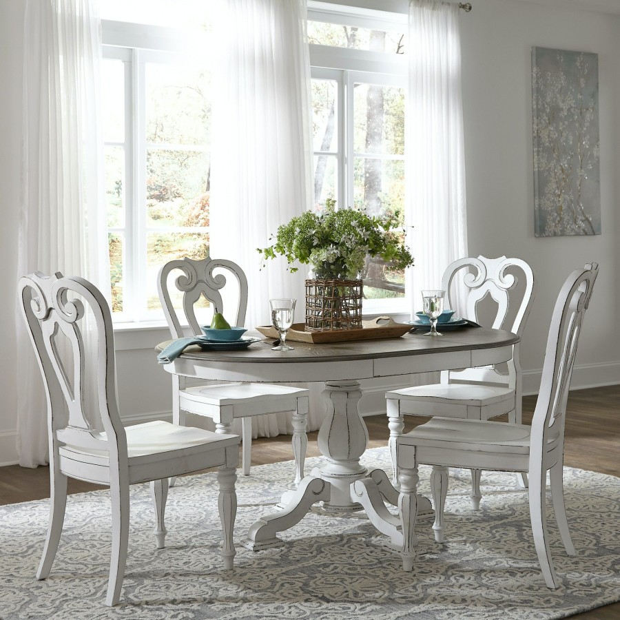 Dining Room * | Best Quality Liberty Furniture Magnolia Manor 5 Piece Pedestal Table Set With 4 Splat Back Side Chairs 244-Dr-5Pds At Woodstock Furniture & Mattress Outlet