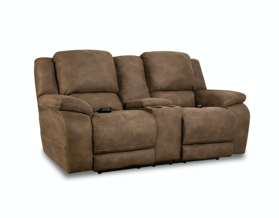 Living Room * | Special Homestretch Espresso Power Reclining Console Loveseat 187-57-21 At Woodstock Furniture & Mattress Outlet