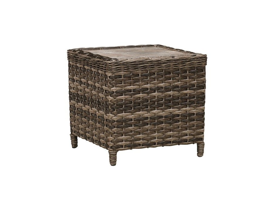 Outdoor Furniture * | New Erwin & Sons Outdoor Resin Wicker End Table W/Porcelain Tile Top Es5130-Et At Woodstock Furniture & Mattress Outlet