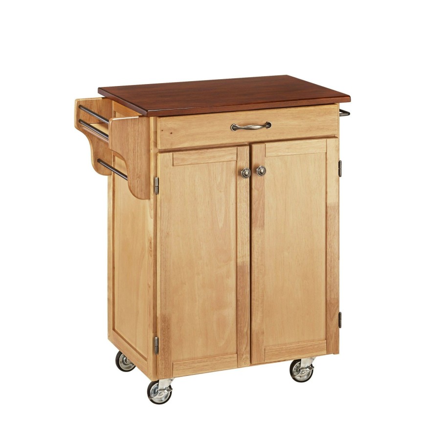 Accessories * | Tendy Style Homestyles Cuisine Natural Brown Kitchen Cart W/Cherry Finished Top 9001-0017G At Woodstock Furniture & Mattress Outlet