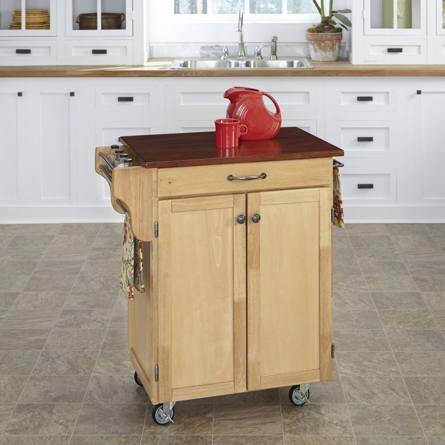 Accessories * | Tendy Style Homestyles Cuisine Natural Brown Kitchen Cart W/Cherry Finished Top 9001-0017G At Woodstock Furniture & Mattress Outlet