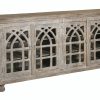 Dining Room * | Online Discount Coast2Coast Home Kingsley Distressed Finish 4 Door Credenza With Cathedral Style Fretwork 34700 At Woodstock Furniture & Mattress Outlet