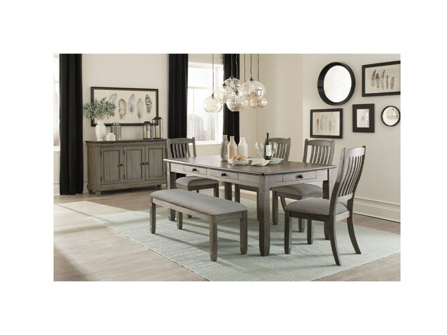 Dining Room * | Featured Homelegance Granby Antique Gray Dining Table, 4 Chairs & Bench 5627Gy At Woodstock Furniture & Mattress Outlet