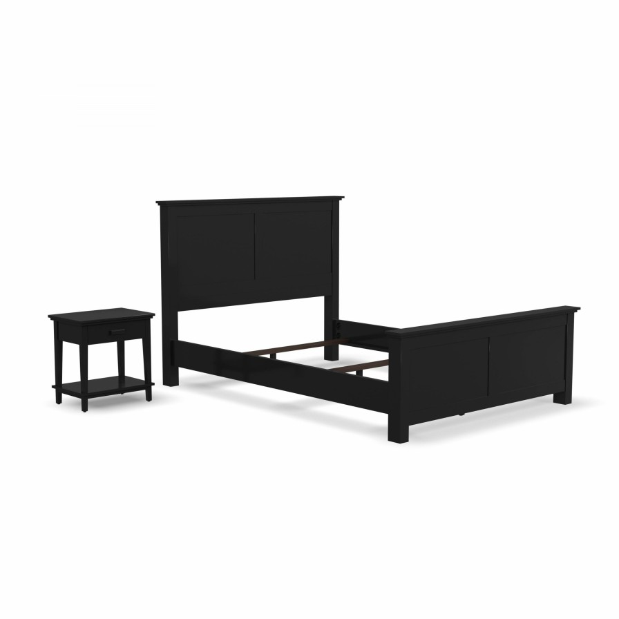 Bedroom * | Outlet Homestyles Oak Park Black Queen Bed And Nightstand 5911-5013O At Woodstock Furniture & Mattress Outlet