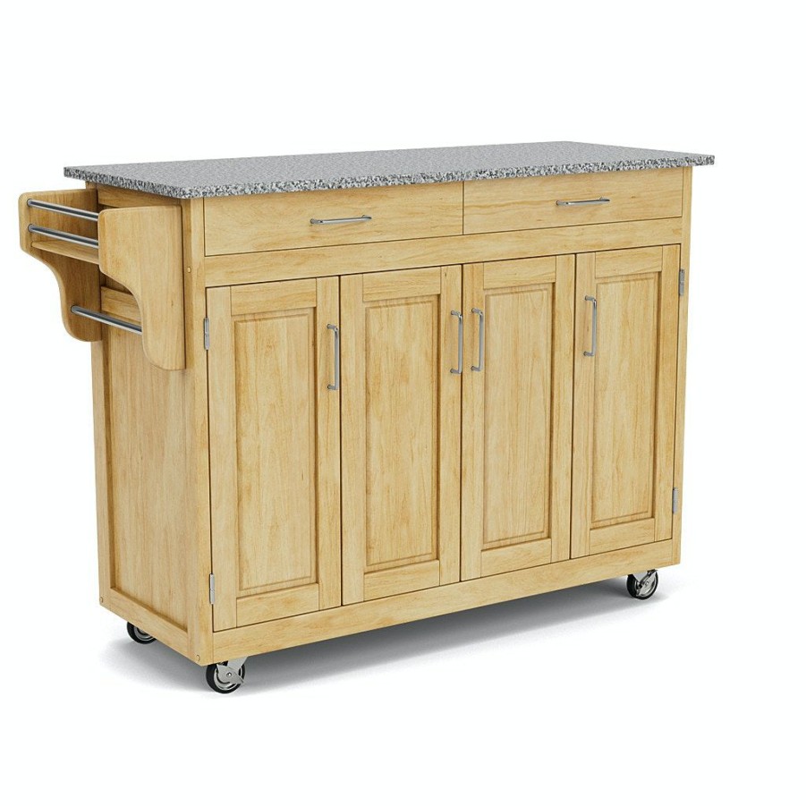 Accessories * | Latest Homestyles Create-A-Cart Natural Brown Kitchen Cart W/Granite Top 9200-1013 At Woodstock Furniture & Mattress Outlet