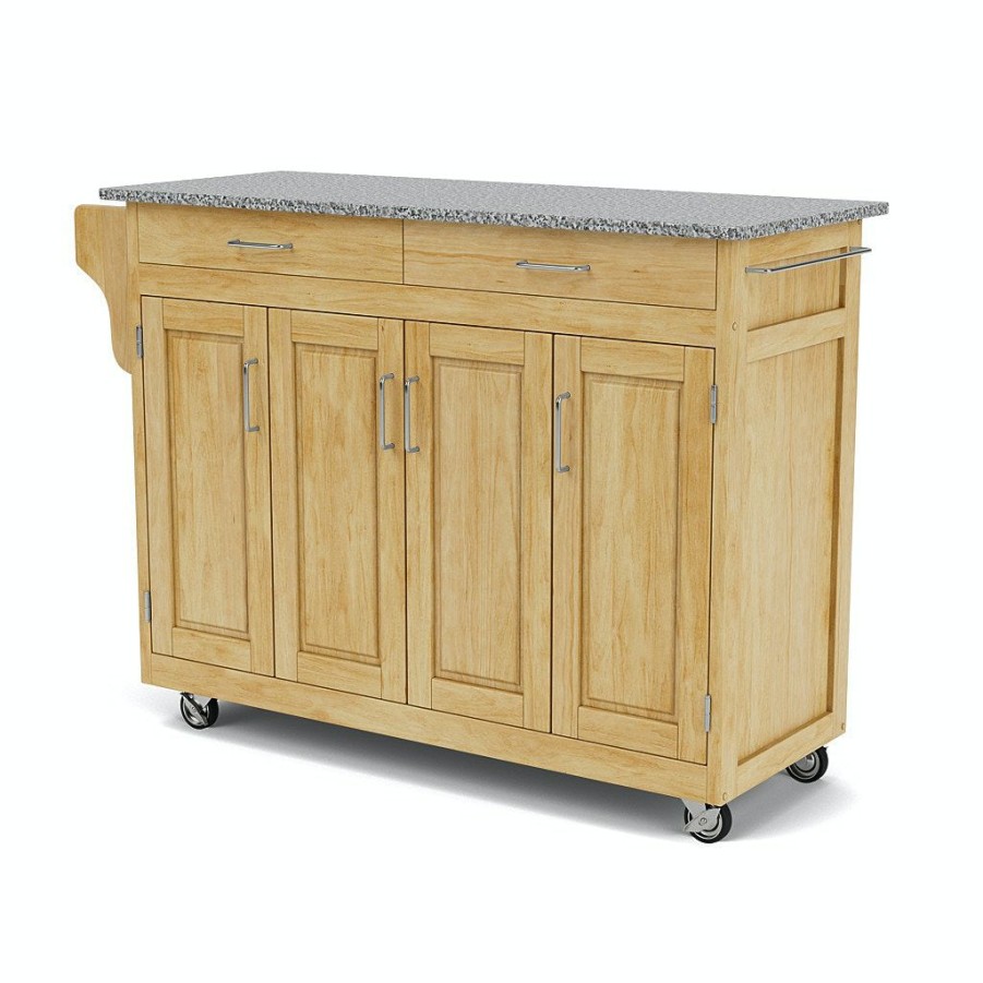 Accessories * | Latest Homestyles Create-A-Cart Natural Brown Kitchen Cart W/Granite Top 9200-1013 At Woodstock Furniture & Mattress Outlet