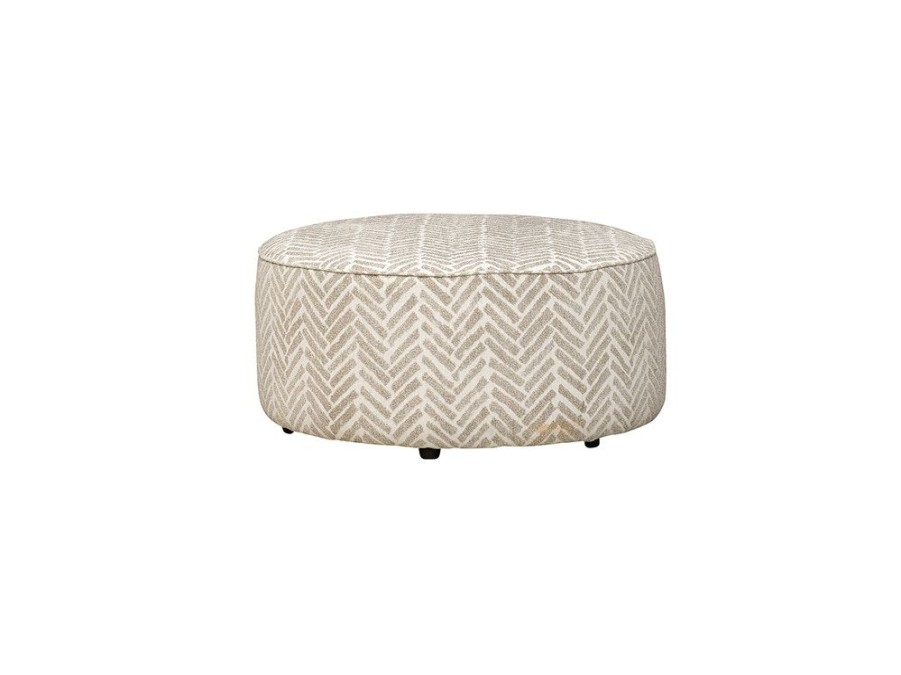 Living Room * | Online Store Fusion Furniture 9778 Passageway Vanilla Round Cocktail Ottoman 140 At Woodstock Furniture & Mattress Outlet