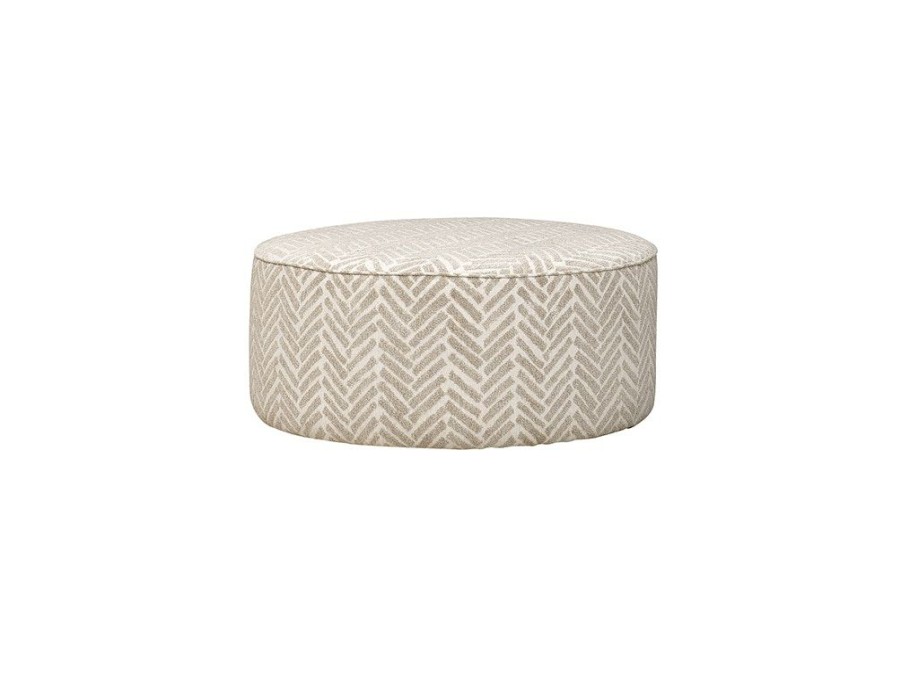 Living Room * | Online Store Fusion Furniture 9778 Passageway Vanilla Round Cocktail Ottoman 140 At Woodstock Furniture & Mattress Outlet