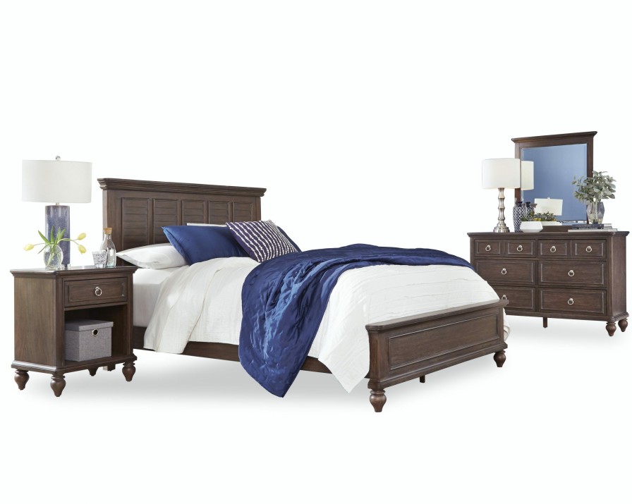 Accessories * | Low Price Homestyles Southport Distressed Oak Queen Bed, Nightstand, Dresser And Mirror 5503-5022 At Woodstock Furniture & Mattress Outlet