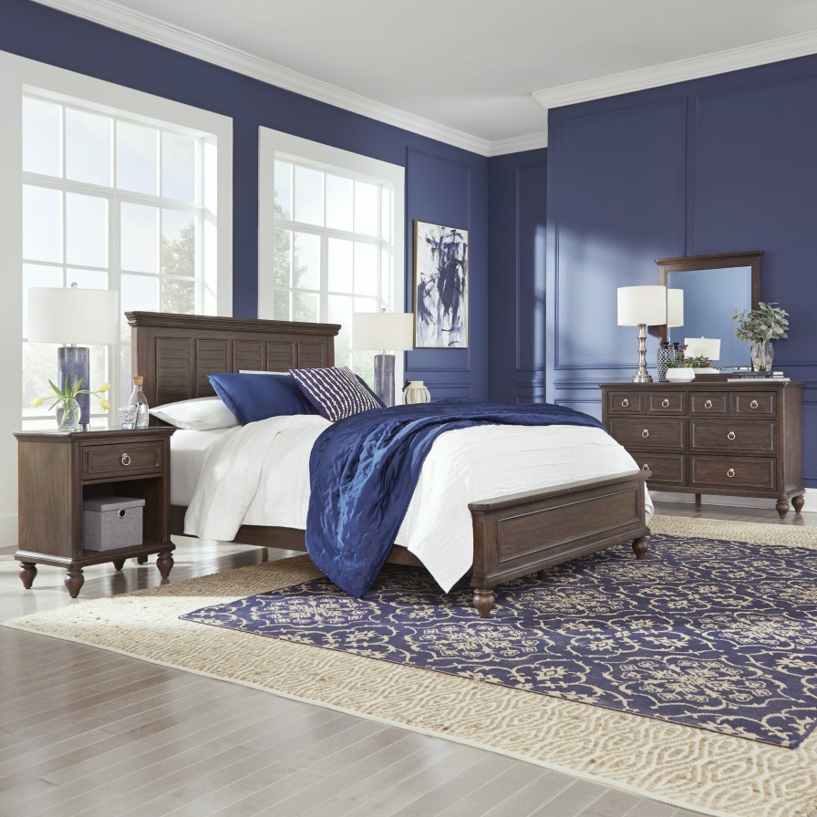 Accessories * | Low Price Homestyles Southport Distressed Oak Queen Bed, Nightstand, Dresser And Mirror 5503-5022 At Woodstock Furniture & Mattress Outlet