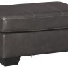 Living Room * | Low Price Signature Design By Ashley Morelos Gray Leather Ottoman 3450314 At Woodstock Furniture & Mattress Outlet