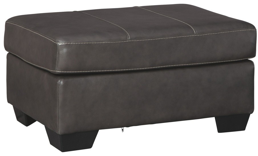 Living Room * | Low Price Signature Design By Ashley Morelos Gray Leather Ottoman 3450314 At Woodstock Furniture & Mattress Outlet