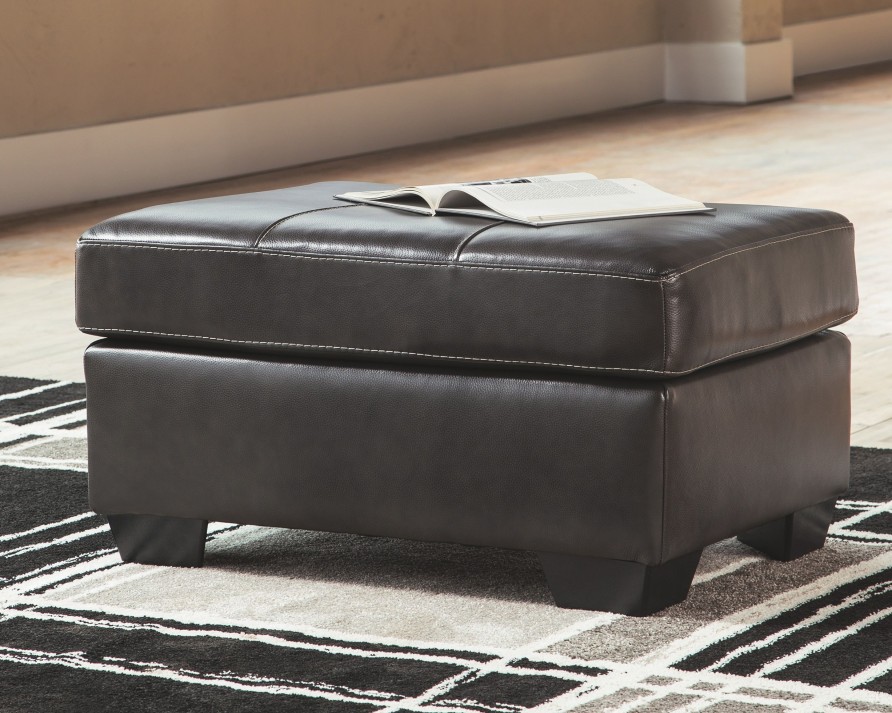 Living Room * | Low Price Signature Design By Ashley Morelos Gray Leather Ottoman 3450314 At Woodstock Furniture & Mattress Outlet