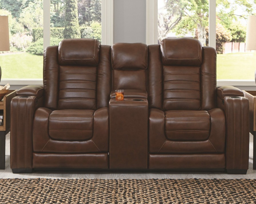 Living Room * | Best Quality Signature Design By Ashley Backtrack Chocolate Power Reclining Loveseat With Console U2800418 At Woodstock Furniture & Mattress Outlet