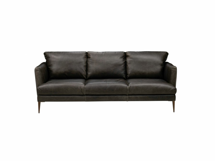 Living Room * | Cheap Soft Line America Waco Gray Leather Sofa 7494-003 At Woodstock Furniture & Mattress Outlet