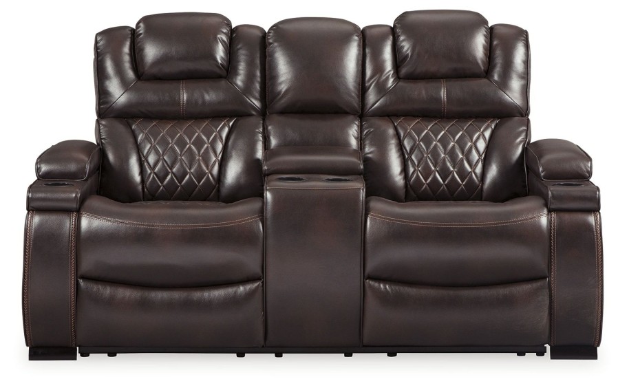 Living Room * | Best Choice Signature Design By Ashley Warnerton Chocolate Power Reclining Loveseat With Console 7540718 At Woodstock Furniture & Mattress Outlet