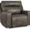 Living Room * | Top Sell Signature Design By Ashley Game Plan Concrete Leather Oversized Power Recliner U1520582 At Woodstock Furniture & Mattress Outlet