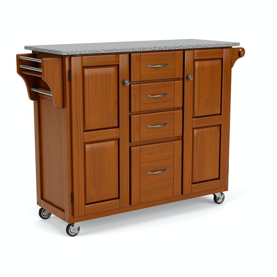 Accessories * | Top Sellers Homestyles Create-A-Cart Oak Brown Kitchen Cart W/Granite Top 9100-1063 At Woodstock Furniture & Mattress Outlet