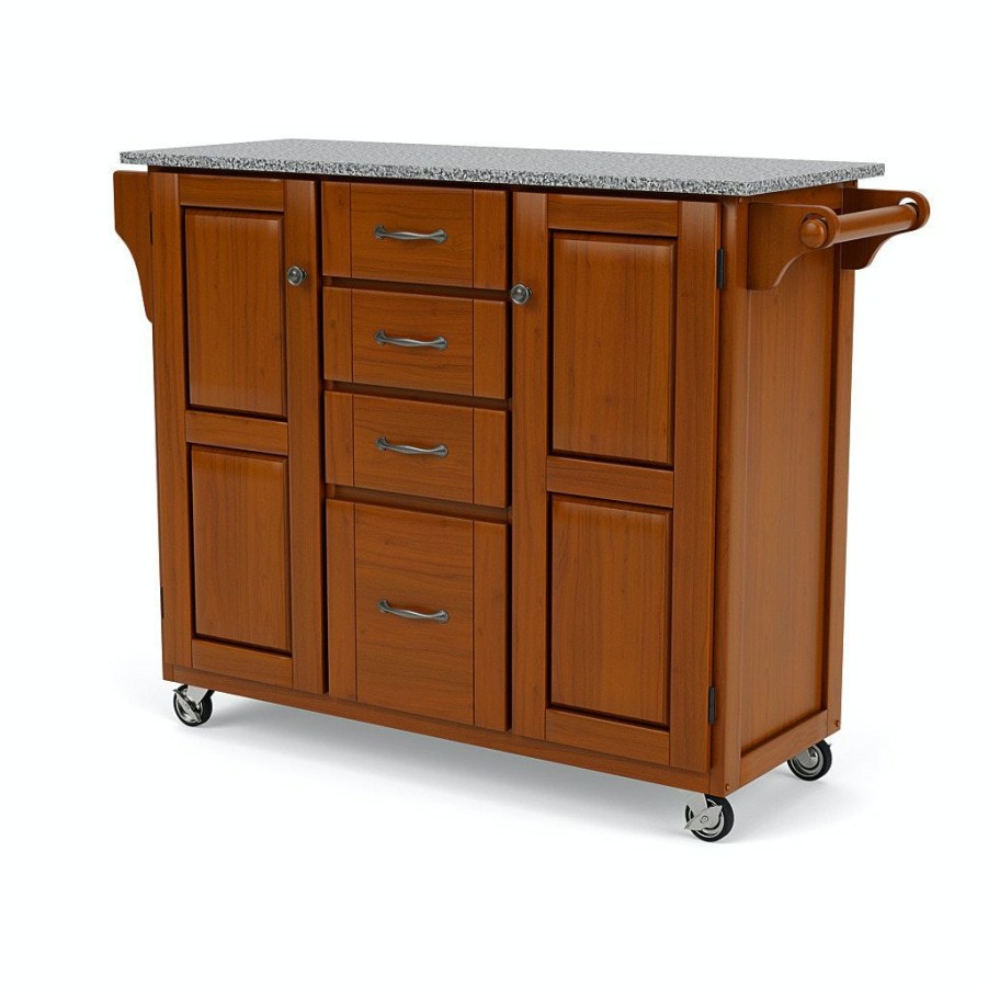 Accessories * | Top Sellers Homestyles Create-A-Cart Oak Brown Kitchen Cart W/Granite Top 9100-1063 At Woodstock Furniture & Mattress Outlet