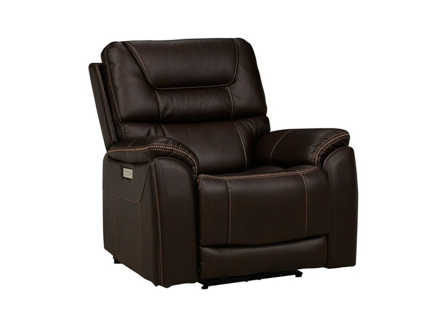 Living Room * | Excellent Woodstock Select Drake Walnut Triple Power 1R Recliner W/ Headrest & Lumbar H634-4-3Pzg-F382 At Woodstock Furniture & Mattress Outlet