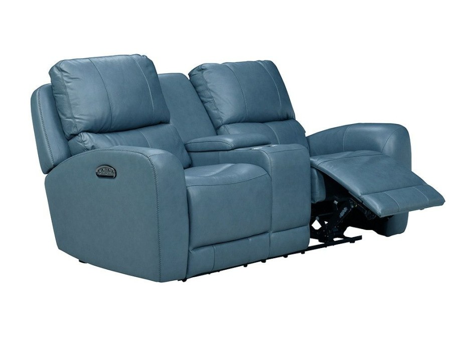 Living Room * | Exquisite Gifts Leather Italia Bel Air Persian Blue Power Reclining Loveseat W/ Console P2 1444-Eh295C-026027Lv At Woodstock Furniture & Mattress Outlet