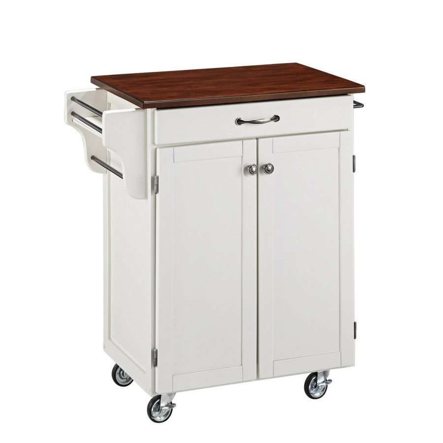 Accessories * | Cut Price Homestyles Cuisine Cart Off White Kitchen Cart W/Cherry Finish Top 9001-0027G At Woodstock Furniture & Mattress Outlet