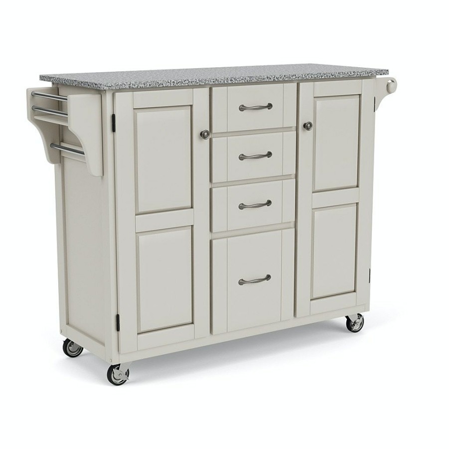 Accessories * | Online Store Homestyles Create-A-Cart Off-White Kitchen Cart W/Granite Top 9100-1023 At Woodstock Furniture & Mattress Outlet