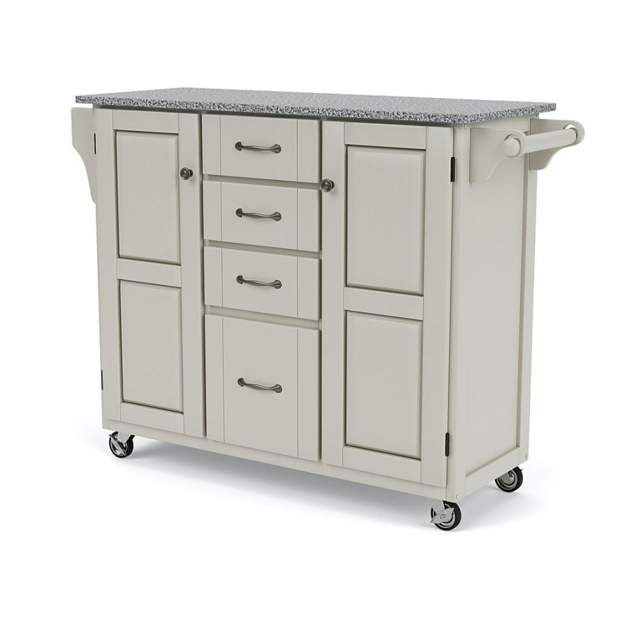 Accessories * | Online Store Homestyles Create-A-Cart Off-White Kitchen Cart W/Granite Top 9100-1023 At Woodstock Furniture & Mattress Outlet