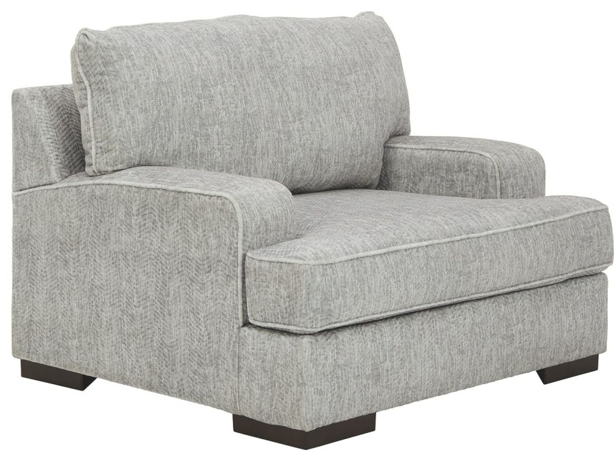 Living Room * | Discount Store Benchcraft Mercado Pewter Oversized Chair & 1/2 8460423 At Woodstock Furniture & Mattress Outlet