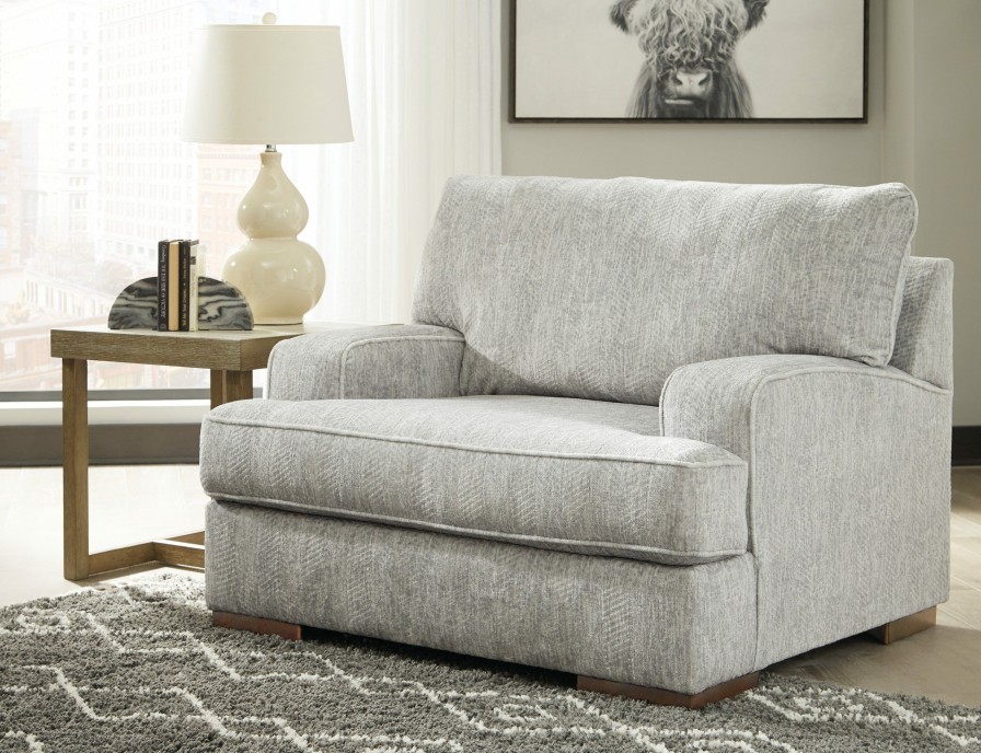 Living Room * | Discount Store Benchcraft Mercado Pewter Oversized Chair & 1/2 8460423 At Woodstock Furniture & Mattress Outlet