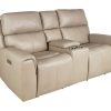 Living Room * | Online Discount Flexsteel Jarvis Parchment Leather Power Reclining Console Loveseat W/Power Headrest 1828-64Ph 009-12 At Woodstock Furniture & Mattress Outlet