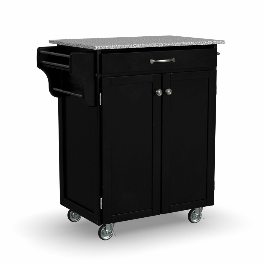 Accessories * | Cheaper Homestyles Cuisine Cart Black Kitchen Cart W/Granite Top 9001-0043 At Woodstock Furniture & Mattress Outlet