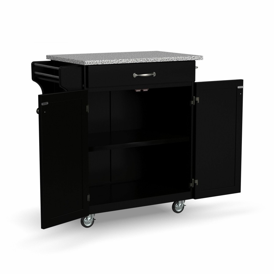 Accessories * | Cheaper Homestyles Cuisine Cart Black Kitchen Cart W/Granite Top 9001-0043 At Woodstock Furniture & Mattress Outlet