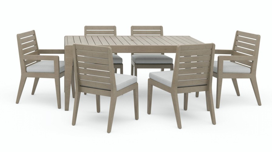 Outdoor Furniture * | Best Price Homestyles Sustain Gray Outdoor Dining Table And Six Chairs W/Cushions 5675-318180Q At Woodstock Furniture & Mattress Outlet