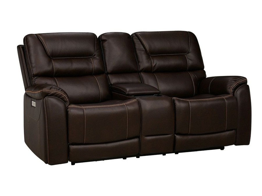 Living Room * | Quick Delivery Woodstock Select Drake Walnut Triple Power 2Rr Console Loveseat W/ Headrest & Lumbar H634-2E-3Pzg-F382 At Woodstock Furniture & Mattress Outlet